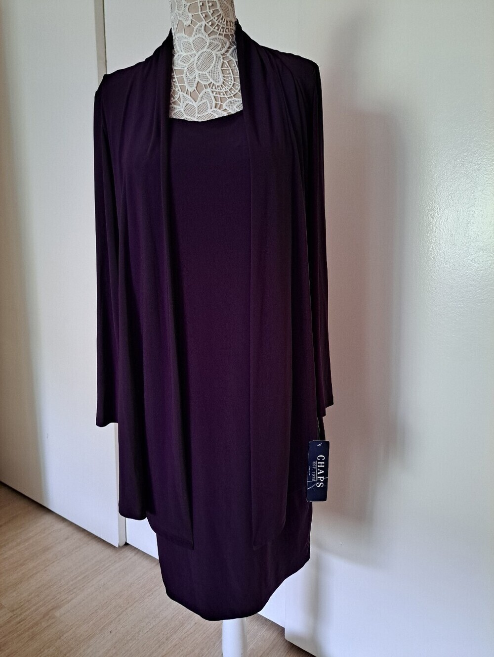 Chaps Women's Plum Open-Front Draped Cardigan